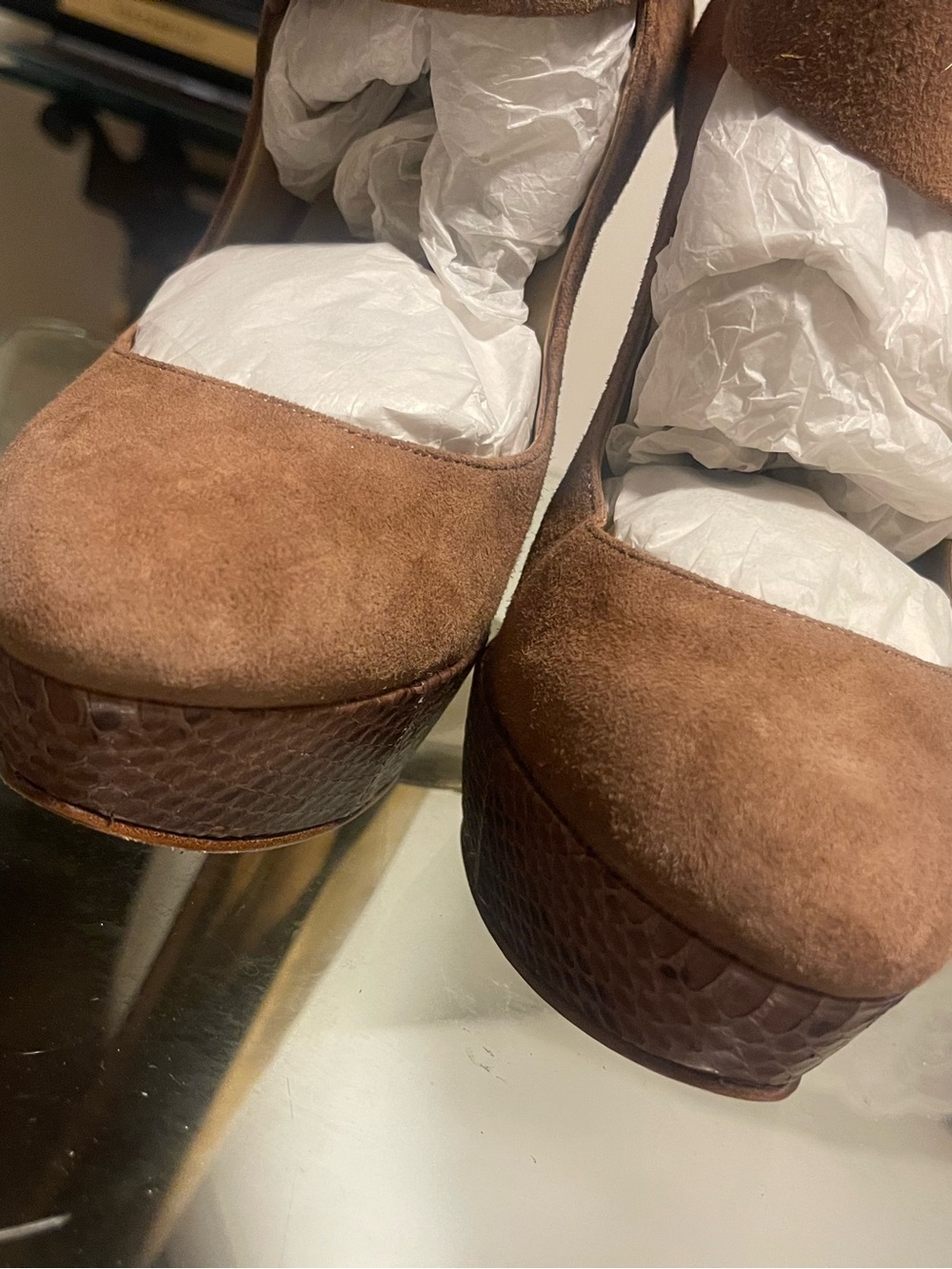 Brown Suede Platform Pumps - Women's Classic Style